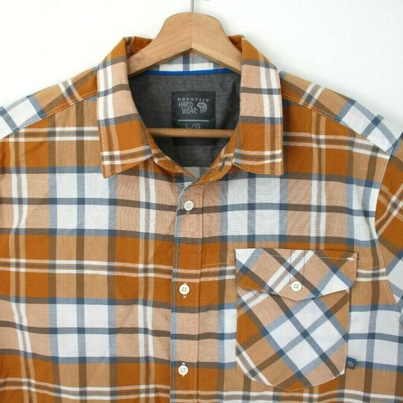Mountain Hard Wear Mens Large Short Sleeve Orange Button Up Summer Shirt - Picture 4 of 4
